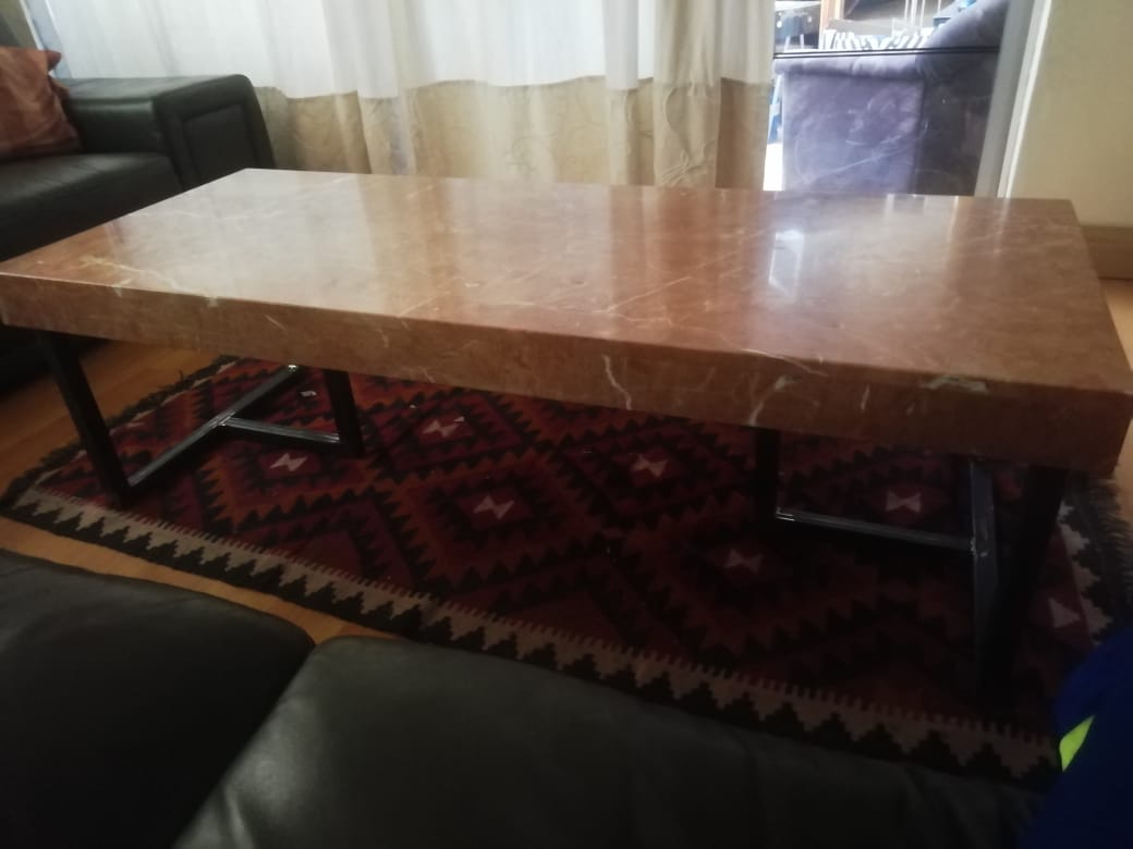 Custom coffee table - steel frame with marble top